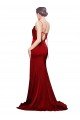 Affordable Cowl Front Neck Sweep Train Formal Stretch Satin Bridesmaid Dress / Prom Dress with High Side Split