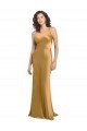 Affordable One Shoulder Long Floor Length Formal Stretch Satin Slip Bridesmaid Dress / Prom Dress