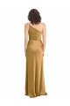 Affordable One Shoulder Long Floor Length Formal Stretch Satin Slip Bridesmaid Dress / Prom Dress