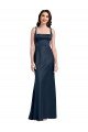 Affordable Square Neck A-Line Long Formal Stretch Satin Bridesmaid Dress / Prom Dress with Wide Straps