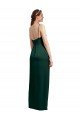 Affordable Sleek Straight Neckline Long Wrap Formal Stretch Satin Bridesmaid Dress / Prom Dress with Angled Pleats