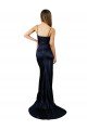 Affordable Pleated Sash Skirt Long Formal Stretch Satin Bridesmaid Dress / Prom Dress with High Slit