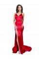 Affordable Mermaid Open Back Long Formal Stretch Satin Bridesmaid Dress / Prom Dress with High Slit