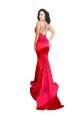 Affordable Mermaid Open Back Long Formal Stretch Satin Bridesmaid Dress / Prom Dress with High Slit