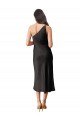 Affordable Sleek One Shoulder Midi Length Short Cocktail Formal Stretch Satin Slip Bridesmaid Dress / Prom Dress