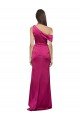 Affordable Off the Shoulder Short Sleeves Formal Stretch Satin Bridesmaid Dress / Prom Dress with Side Slit