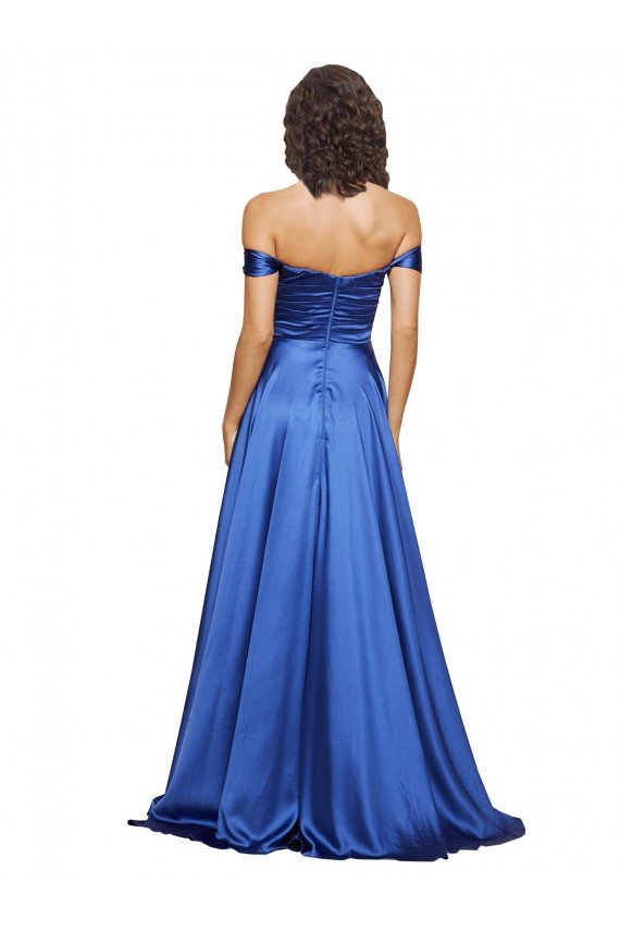 Affordable Ball Gown Off the Shoulder Sweetheart Formal Stretch Satin Bridesmaid Dress / Prom Dress