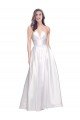 Affordable Full Length Strapless V-Cutout Formal Stretch Satin Bridesmaid Dress / Prom Dress