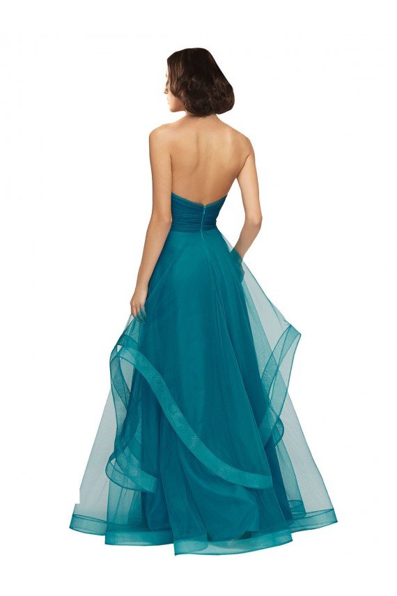 Affordable Sweetheart Tulle Bridesmaid Dress with Wide Waistband