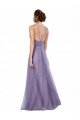 Affordable Flowy A-Line Tulle Bridesmaid Dress with Double Straps and V-Neck