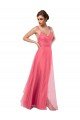 Affordable Flowy A-Line Tulle Bridesmaid Dress with Double Straps and V-Neck