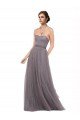 Affordable Strapless Tulle Bridesmaid Dress with Waistband