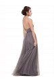 Affordable Strapless Tulle Bridesmaid Dress with Waistband