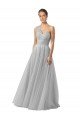Affordable Floor Length Tulle Bridesmaid Dress with Shirred One Shoulder Bodice