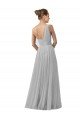 Affordable Floor Length Tulle Bridesmaid Dress with Shirred One Shoulder Bodice