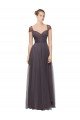 Affordable Sweetheart Neckline Long Tulle Bridesmaid Dress with Straps