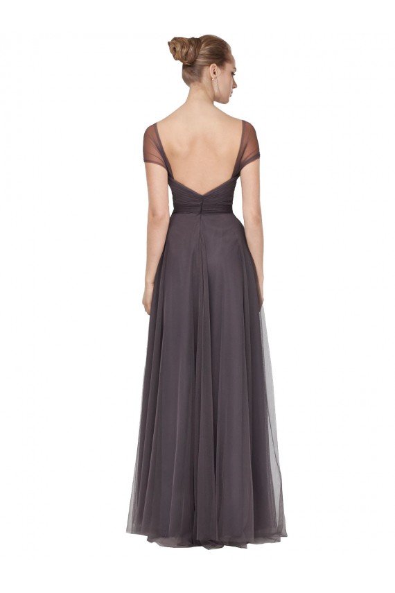 Affordable Sweetheart Neckline Long Tulle Bridesmaid Dress with Straps