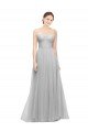 Affordable Long Twisted Sweetheart Neckline Tulle Bridesmaid Dress