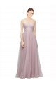 Affordable Sweetheart Neckline Long Tulle Bridesmaid Dress with Lace Bodice