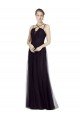 Affordable High Neck Long A-Line Tulle Bridesmaid Dress