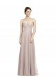 Affordable Long Strapless Tulle Bridesmaid Dress with Pleated Bodice