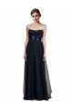 Affordable Strapless Sequined Lace Long Bridesmaid Dress with Pleats