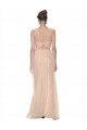 Affordable Long Tulle Bridesmaid Dress with Illusion Neck
