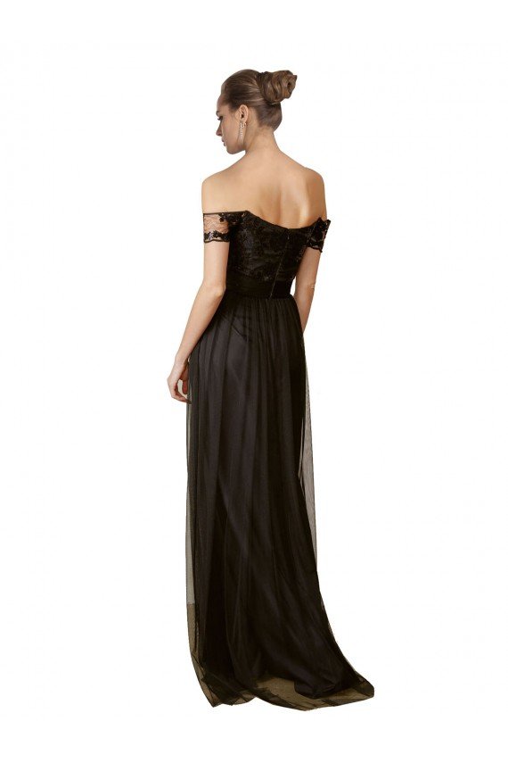 Affordable Off The Shoulder Sequined Lace Tulle Bridesmaid Dress