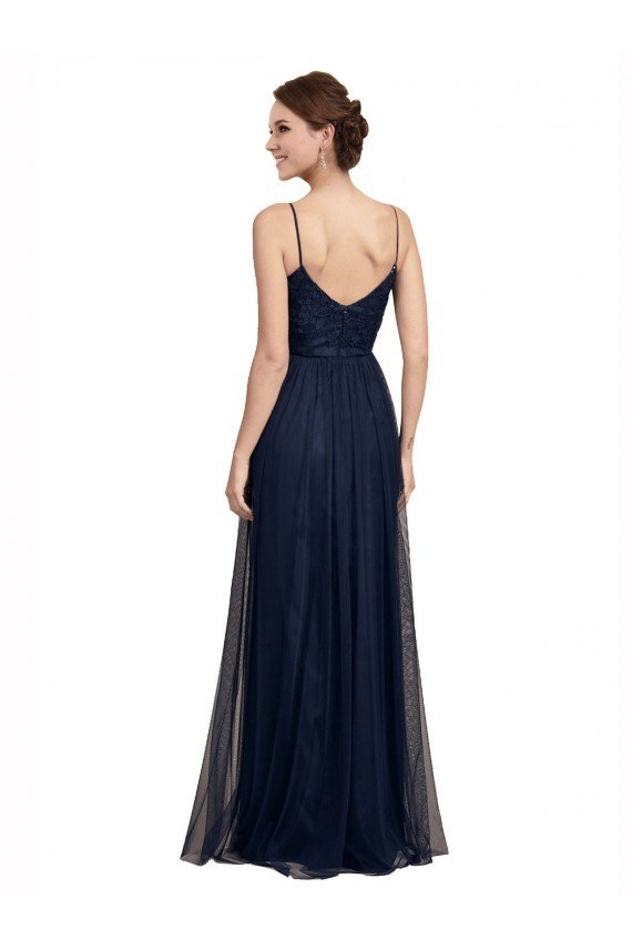 Affordable Spaghetti Strap Tulle Bridesmaids Dress with Ballerina Neckline