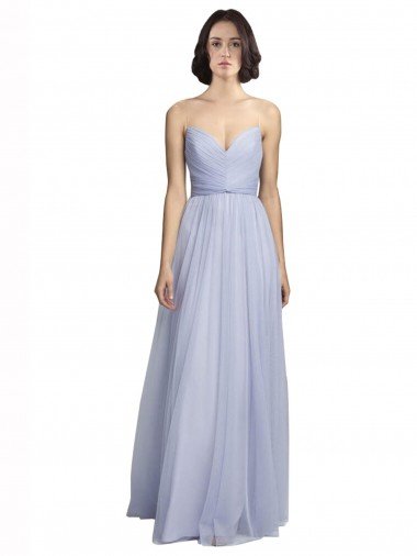 Affordable Spaghetti Strap Tulle Bridesmaids Dress with Ruched Bodice