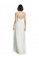 Affordable High Neckline Long Tulle Bridesmaid Dress with Illusion Front
