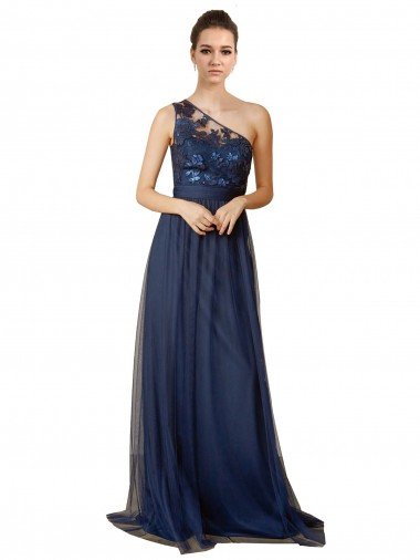 Affordable Sequined Floral Lace Sweetheart Tulle Bridesmaid Dress