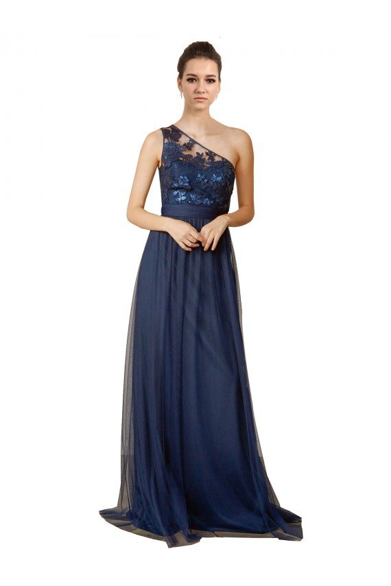 Affordable Sequined Floral Lace Sweetheart Tulle Bridesmaid Dress