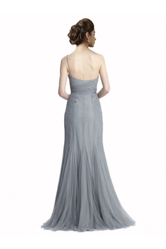 Affordable One Shoulder Tulle Fit and Flare Bridesmaid Dress