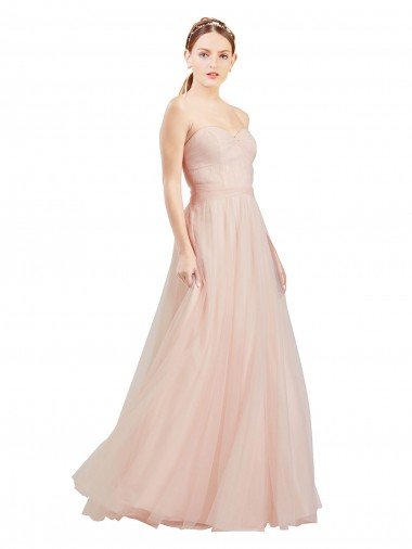 Affordable Floor Length Sweetheart Tulle Bridesmaid Dress with Open Back
