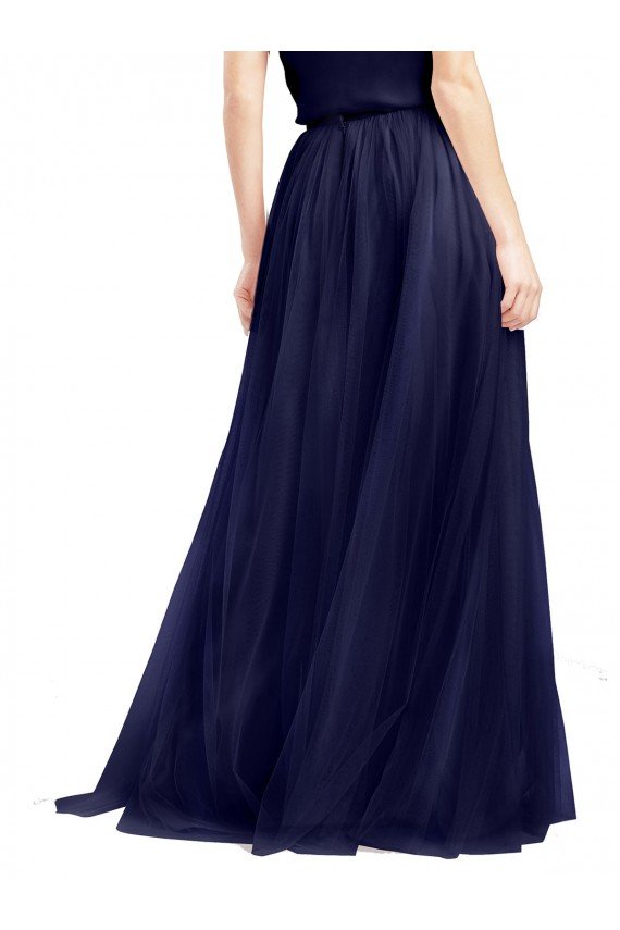 Affordable Long A-Line High Neck Halter Tulle Bridesmaid Dress