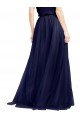 Affordable Long A-Line High Neck Halter Tulle Bridesmaid Dress