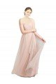 Affordable Long Floor Length Sweetheart Pleated Tulle Bridesmaid Dress