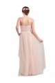Affordable Long Floor Length Sweetheart Pleated Tulle Bridesmaid Dress