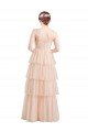 Affordable V-Neck A-Line Layered Long Tulle Bridesmaid Dress