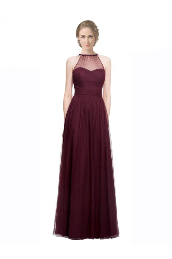 Affordable Full Length Soft Tulle Spaghetti Strap Bridesmaid Dress