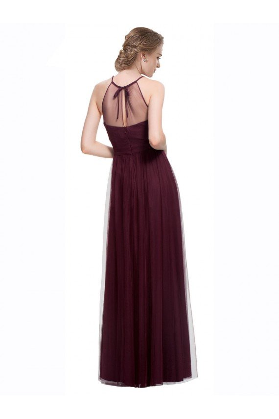 Affordable Full Length Soft Tulle Spaghetti Strap Bridesmaid Dress