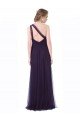 Affordable One Shoulder Long Tulle Bridesmaid Gown with Sheer Netting Strap