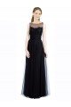 Affordable Full Length Tulle Bridesmaid Dress with Lace Bodice and Soft Tulle Illusion Top