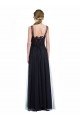 Affordable Full Length Tulle Bridesmaid Dress with Lace Bodice and Soft Tulle Illusion Top