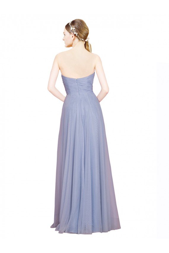 Affordable Strapless Sweetheart A-Line Tulle Bridesmaid Dress with Low Back