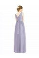 Affordable Wide Straps V-Neck Long Tulle Bridesmaids with Belt