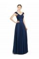 Affordable Ruched Sweetheart Long A-Line Tulle Bridesmaid Dress with Wide Straps and Tie Back