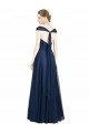 Affordable Ruched Sweetheart Long A-Line Tulle Bridesmaid Dress with Wide Straps and Tie Back