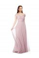 Affordable Off the Shoulder Long A-Line Tulle Bridesmaid Dress